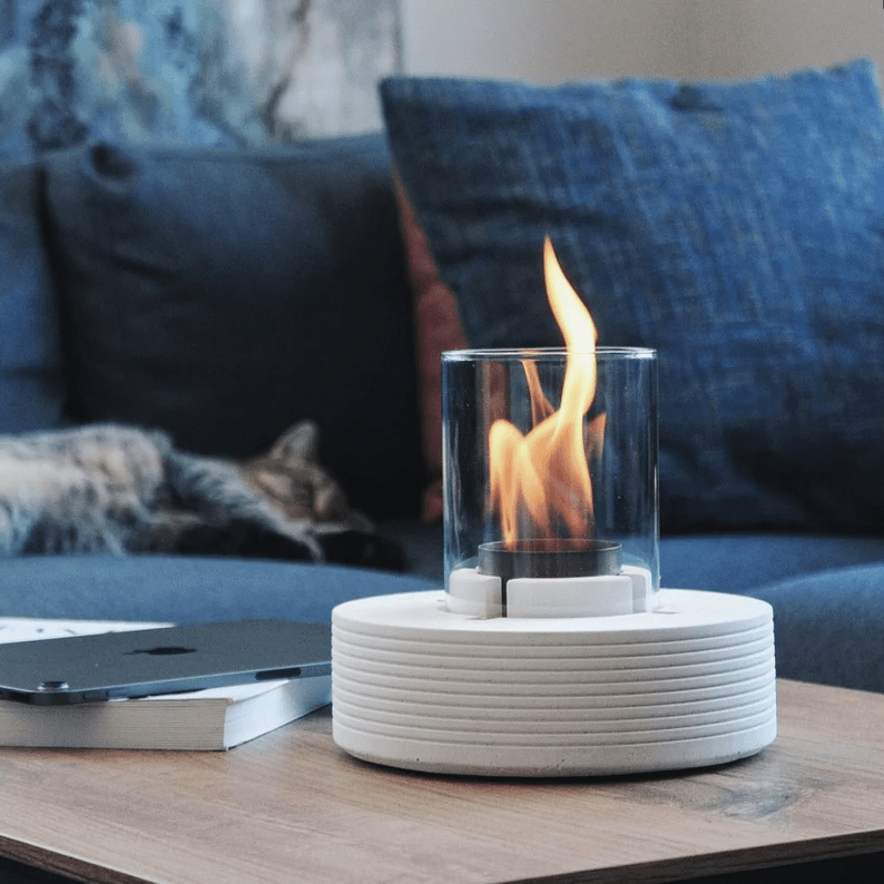PURE FIRE V3 Sculptural Concrete Tabletop Fireplace