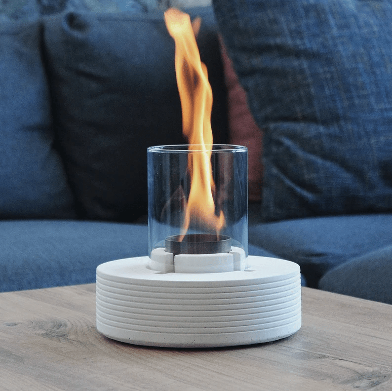 PURE FIRE V3 Sculptural Concrete Tabletop Fireplace