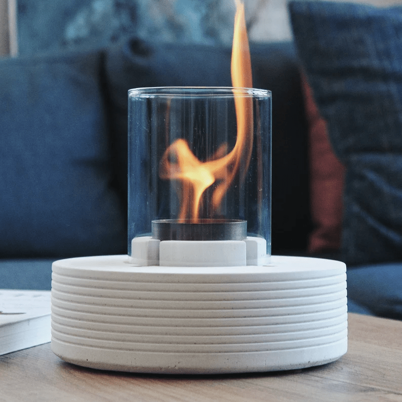 PURE FIRE V3 Sculptural Concrete Tabletop Fireplace