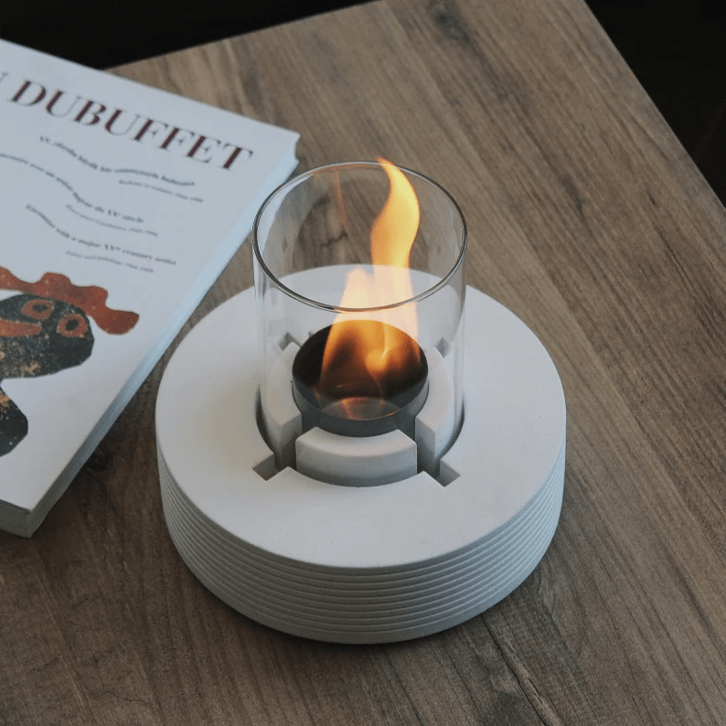 PURE FIRE V3 Sculptural Concrete Tabletop Fireplace