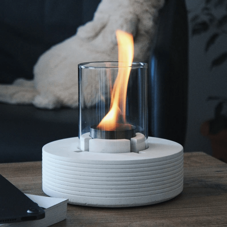 PURE FIRE V3 Sculptural Concrete Tabletop Fireplace