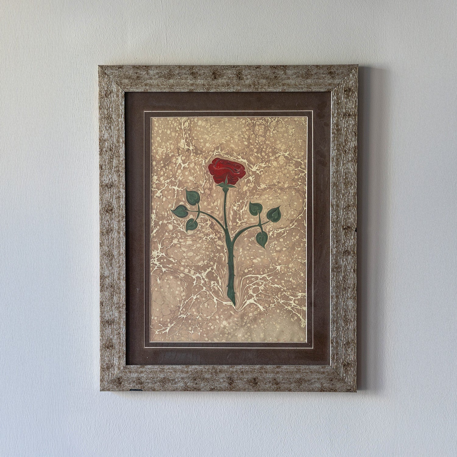 “Red Rose” – Handmade Ebru Art Painting