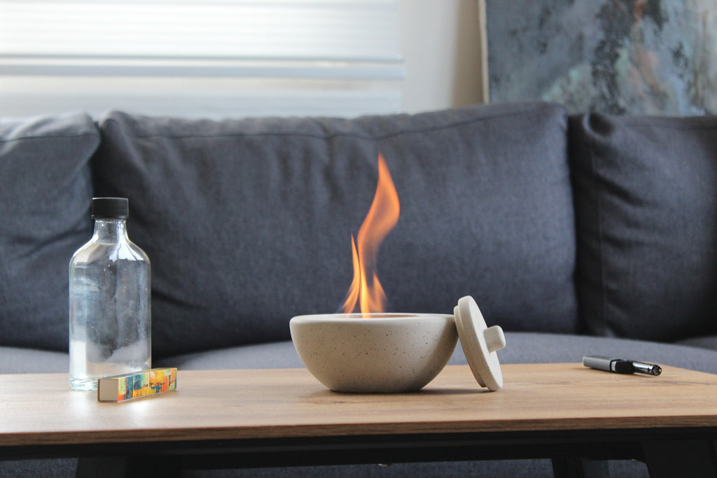 PURE FIRE V2 Sculptural Concrete Tabletop Fireplace