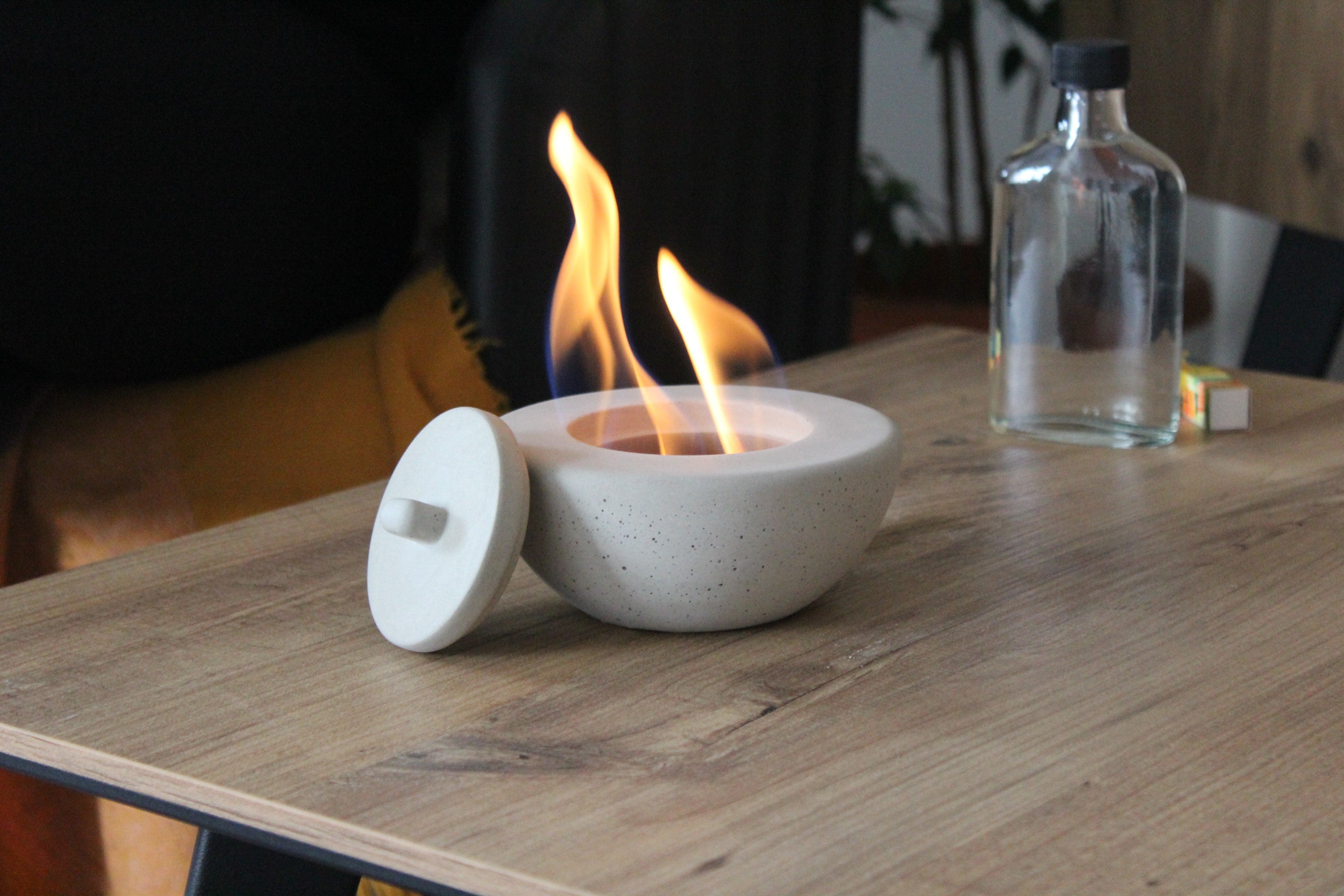 PURE FIRE V2 Sculptural Concrete Tabletop Fireplace