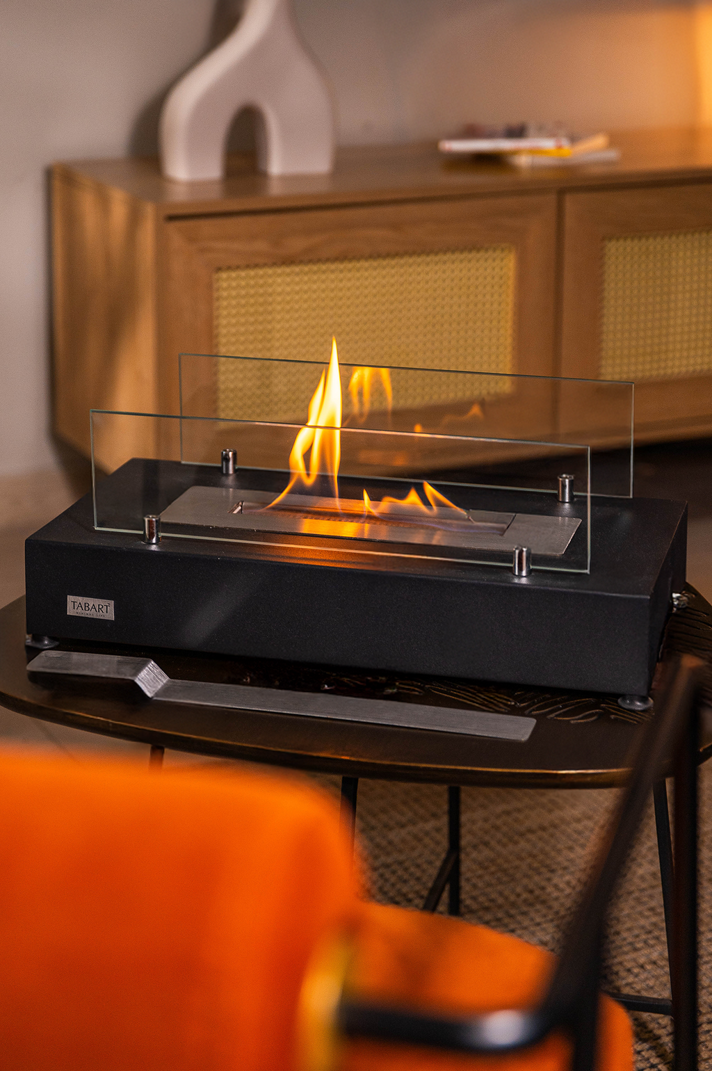 BLACK IRON V2 Sculptural Metal Tabletop Fireplace