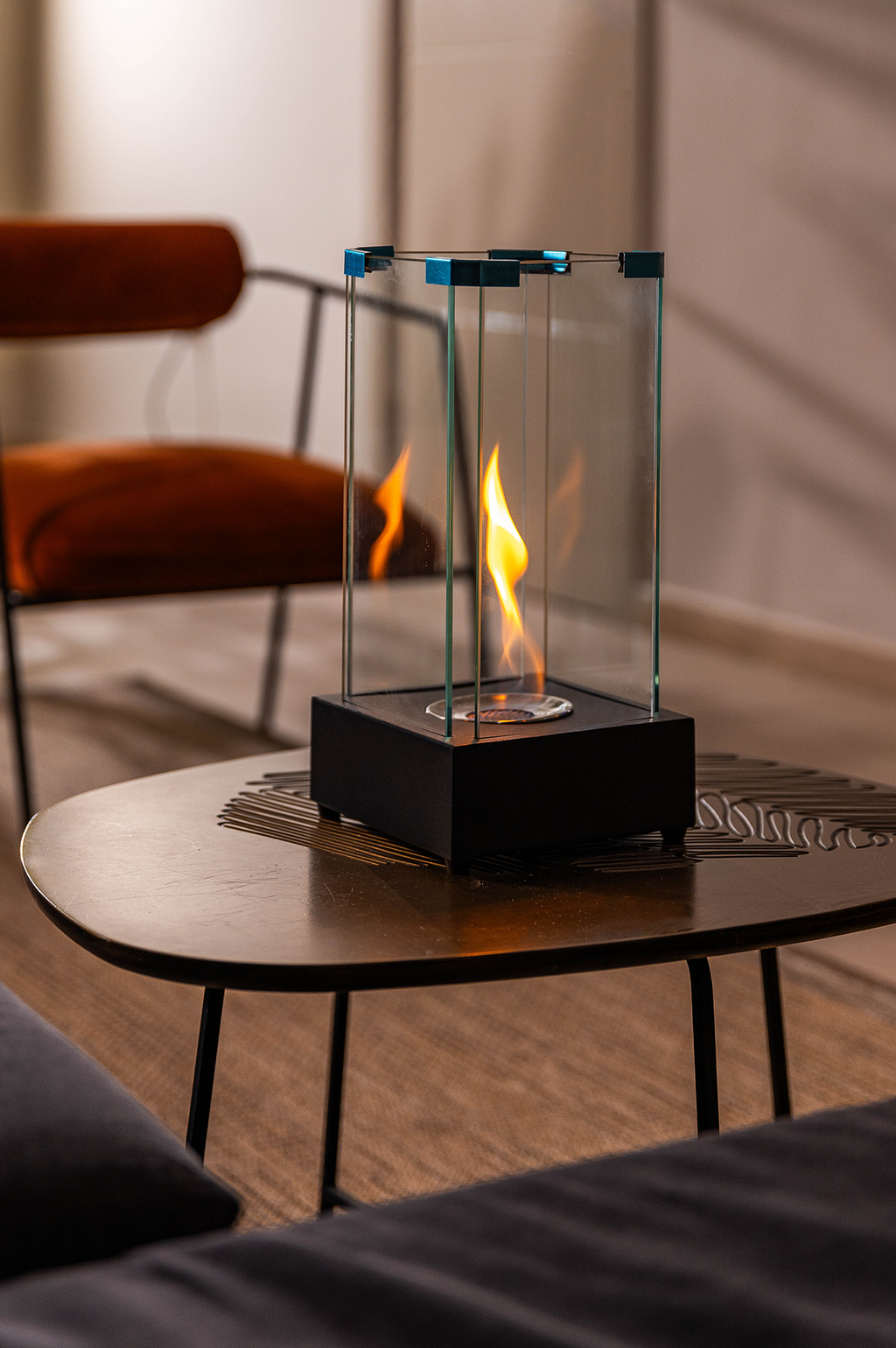 TORNADO V1 Sculptural Metal Tabletop Fireplace