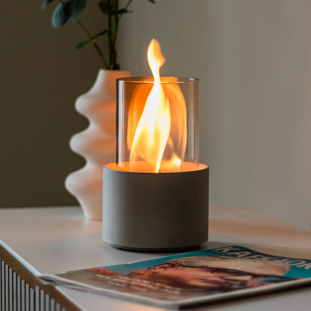PURE FIRE V5 Sculptural Concrete Tabletop Fireplace
